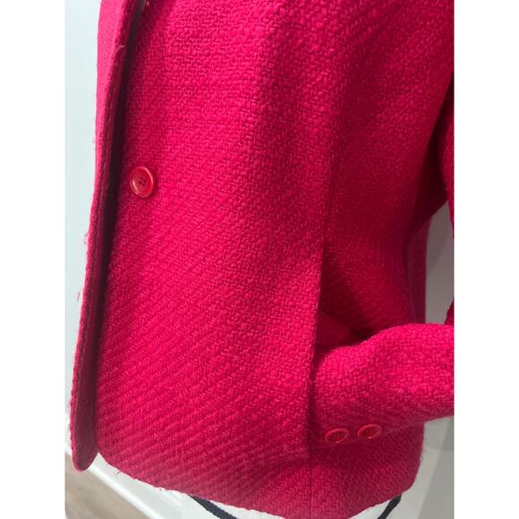 Vintage Jones New York Wool Jacket 10P – Hot Pink Textured Button Front Coat - Picture 5 of 12